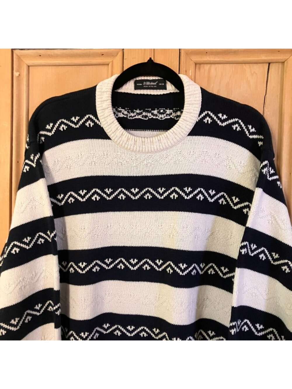 St Michael Womens Vintage 90s Fair Isle UK Made Sweater Size Medium White SP EXC - Picture 2 of 12